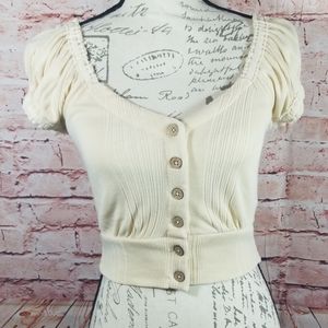 XS FREE PEOPLE BRIGHTER DAYS BOHO KNIT CROP TOP